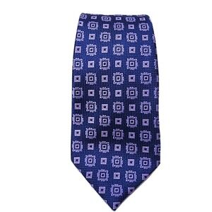 Jos A Bank Reserve Mens 100% Silk Geometric Necktie Tie Blue Purple 3" x 61.5"